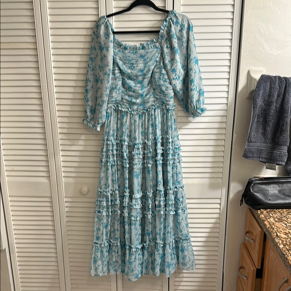 Ivy City Co Green Puff Sleeve Sundress